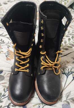 Mensize AdTec Black Leather Work/Hiking Boots Size 13 Gold Eyelets Lug Sole New